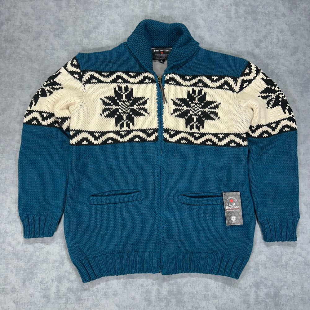 VTG Lost Horizons nordic casual fleece lined casual cottage zip sweater mns L/XL